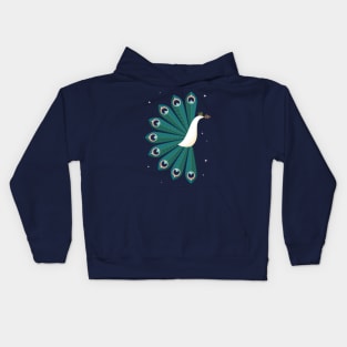 Ornamental Peacock on Blue Kids Hoodie